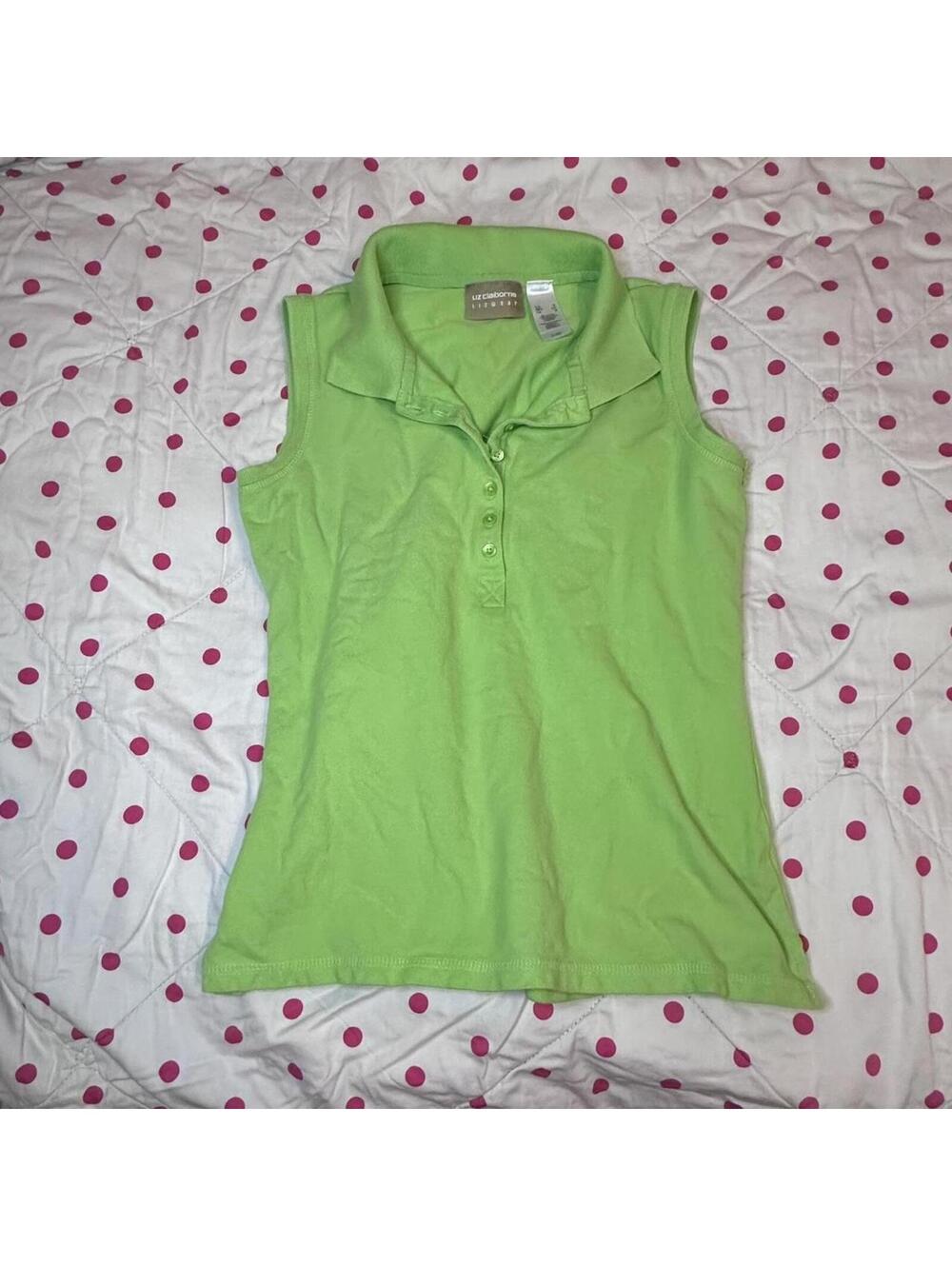 Green sleeveless polo top, size M/L